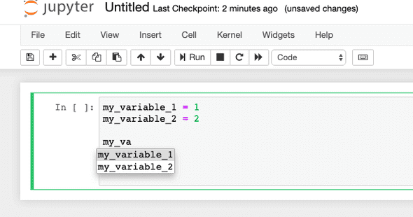 Jupyter Notebook Variable Autocomplete